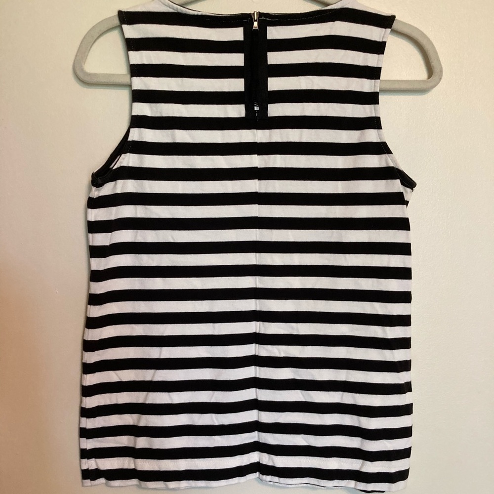 LOFT Black & White Striped Sleeveless Tank Top Cotton Classic Preppy Nautical S - Picture 3 of 5